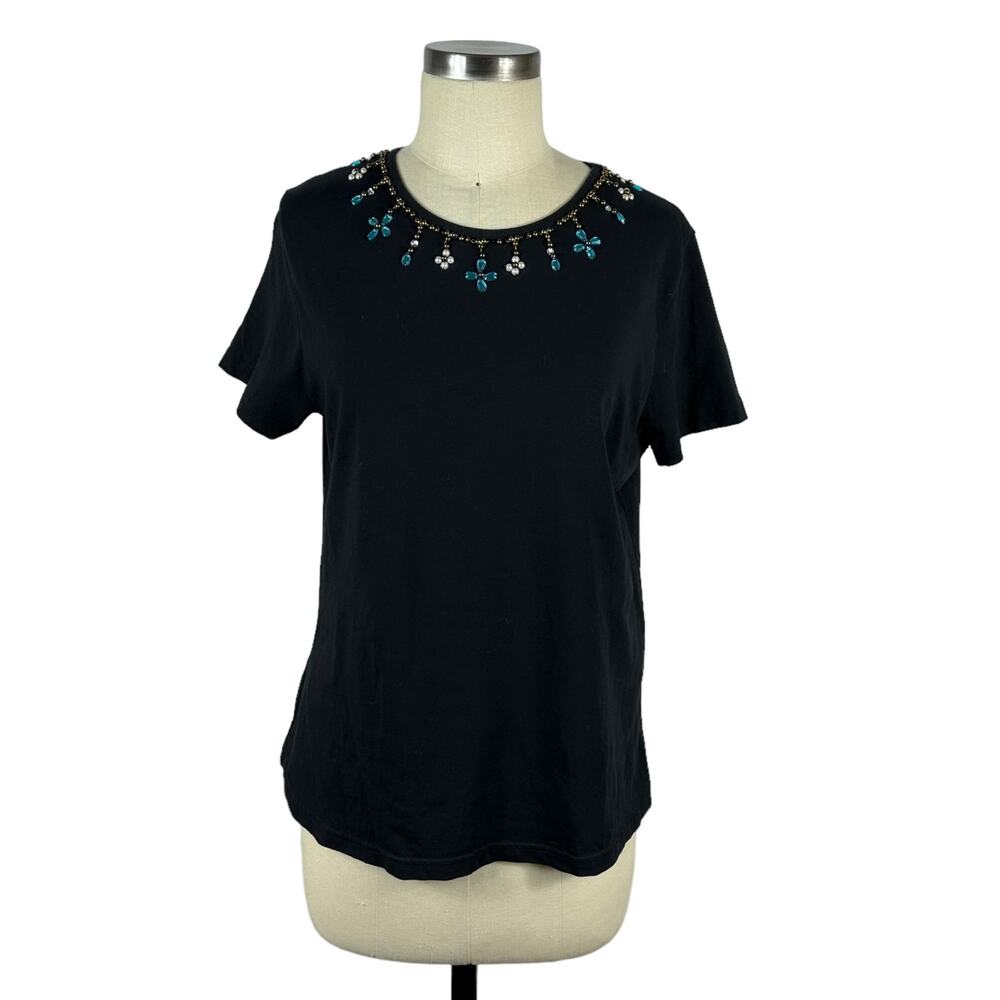 THE METROPOLITAN‎ MUSEUM OF ART Beaded Neckline Black Short Sleeve T-Shirt XL